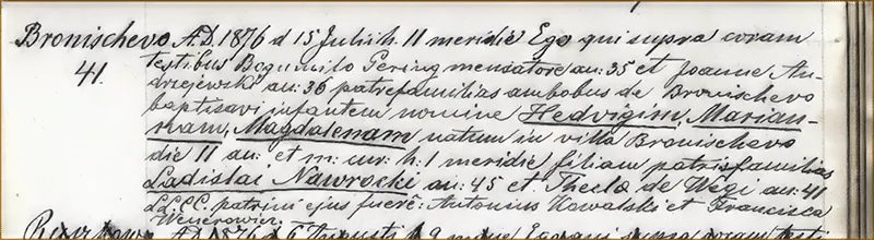 Fragment aktu chrztu — data sakramentu