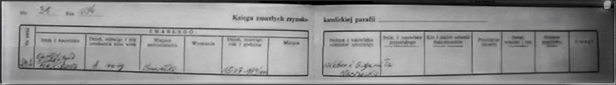 Odpis aktu zgonu Eugeniusza Ewarysta Mackiewicza