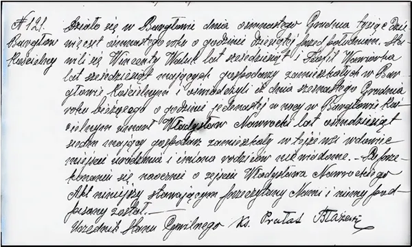 Akt zgonu Władysława Nawrockiego