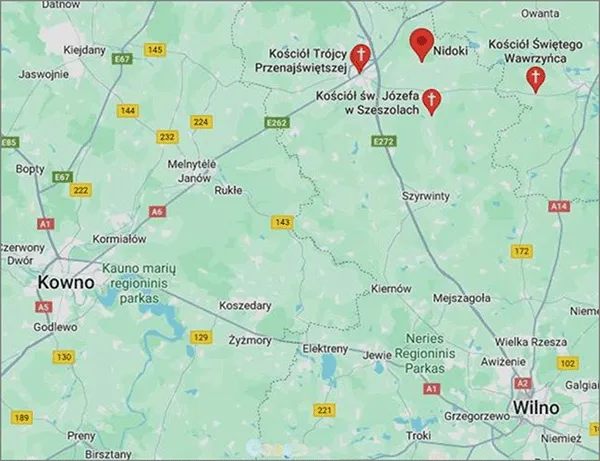 Mapa związana z rodziną Mackiewiczów