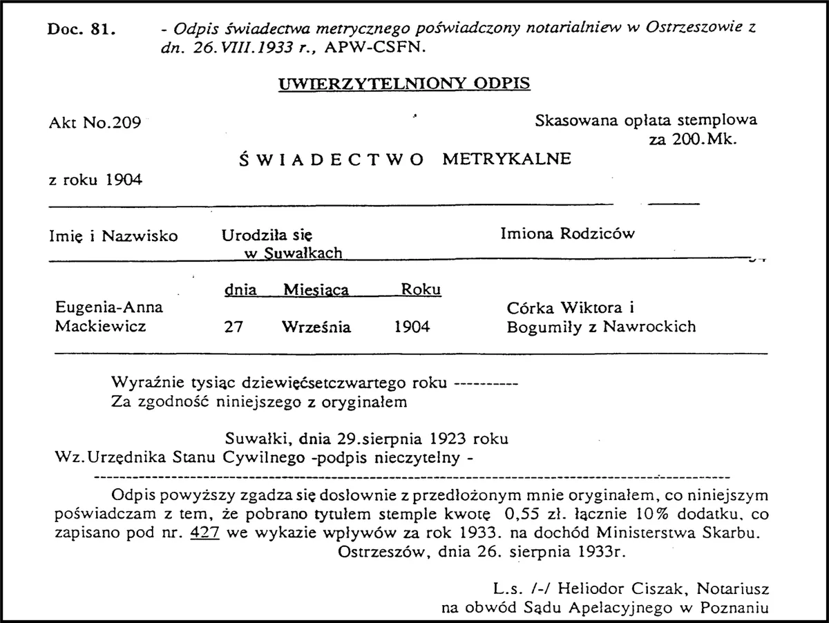 Skan metryki / dokumentu metrykalnego