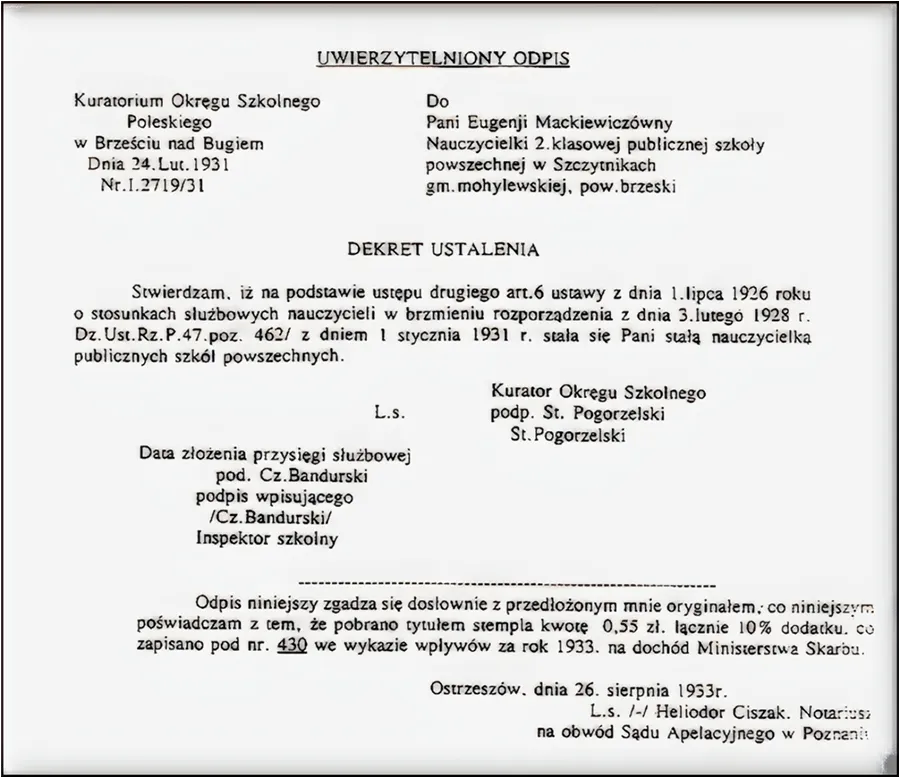 Ten dokument, to ostatnia informacja o Eugenii przed podjęciem życia zakonnego.